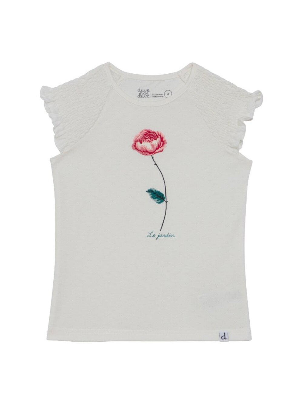 Cotton Ruched Sleeve T-Shirt Off White - 5